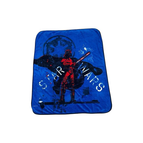 Rare Star Wars Darth Vader Blue Fleece Throw Blanket 2011 Dark Side Lightsaber - Picture 1 of 6